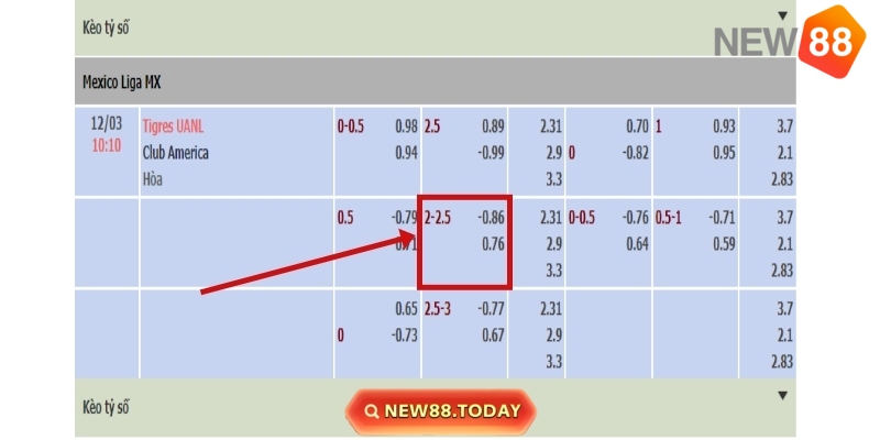 Ví dụ cụ thể về kèo tài xỉu 2-2.5